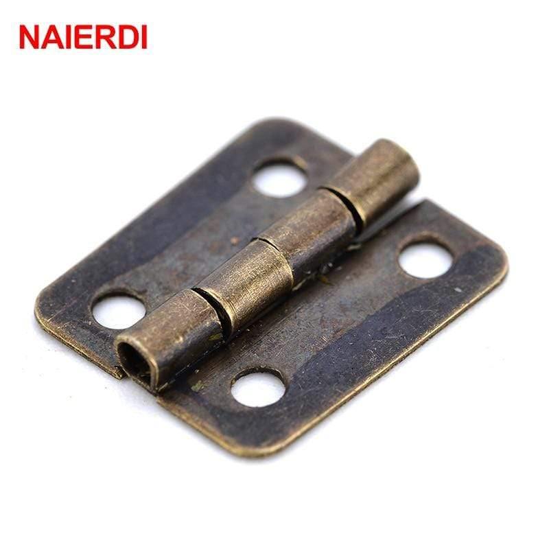 50PCS  Antique Hinge Mini Bronze Gold Decoration Door Hinges For Wooden Cabinet Vintage Jewellery Box Furniture Hardware