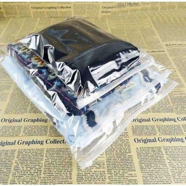 Planet Gates 50pcs Big Transparent Clothing Plastic packing bags 12C Reusable Zipper lock Clear Clothing courier bag 50x60cm clothes supplies