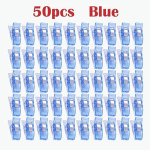 Planet Gates 50pcs Blue Fabric Quilting Craft Sewing Knitting Clips Home Office Supply Mixed Plastic Wonder Clips Holder For DIY Patchwork