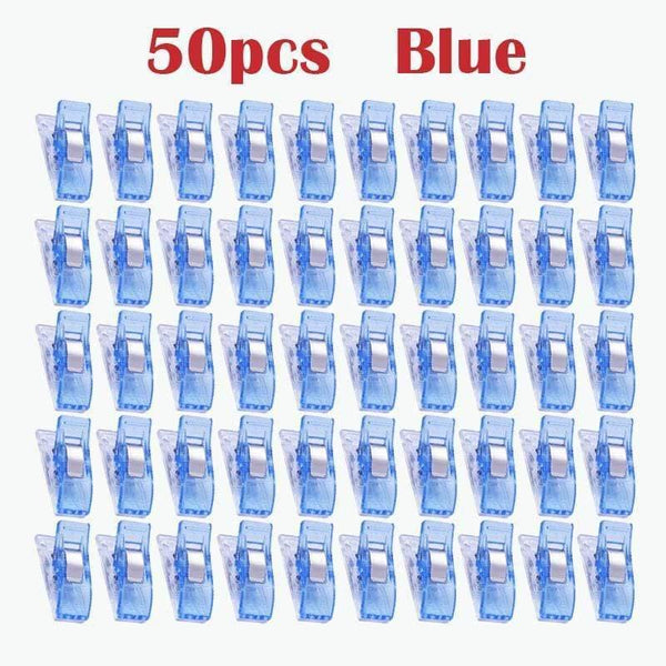Planet Gates 50pcs Blue Fabric Quilting Craft Sewing Knitting Clips Home Office Supply Mixed Plastic Wonder Clips Holder For DIY Patchwork