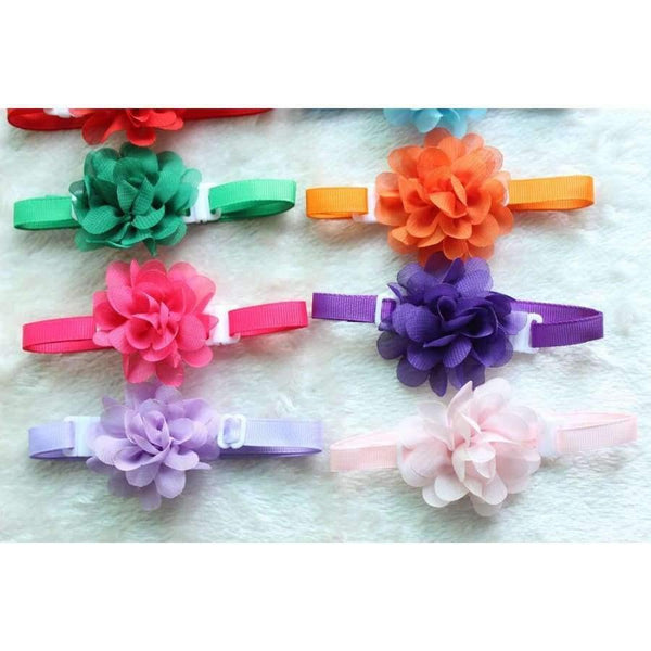 Planet Gates 50pcs Dog pet Bow Tie Chiffon flowers Dog necktie Adjustable Pet BowtiesCollar Dog accessories Grooming Products for small dogs