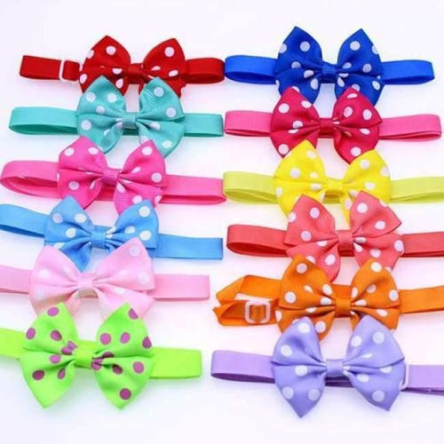 Planet Gates 50pcs Dog pet Neck Accessories Dot Designs Pet Cat Bows Bowties Puppy Pet Ribbon Bow tie Cute Pet Grooming Products