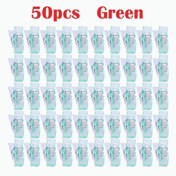 Planet Gates 50pcs  Green Fabric Quilting Craft Sewing Knitting Clips Home Office Supply Mixed Plastic Wonder Clips Holder For DIY Patchwork