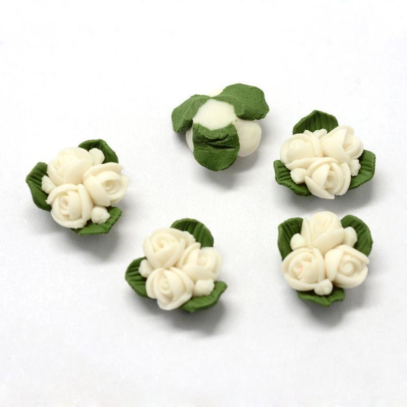 Planet Gates 50pcs Handmade Porcelain Flower Cabochons China Clay Beads DIY Jewelry Making about 15.5~17.5mm long 15~17mm wide 8~9mm thick