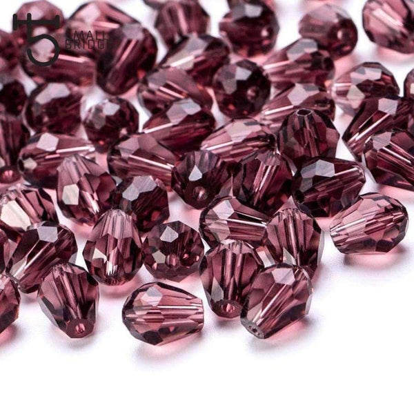 Planet Gates 50pcs/lot Austria Loose Purple Teardrop Glass Beads for Making Jewelry Women Diy Faceted Aaa Briolette Crystal Beads Wholesale