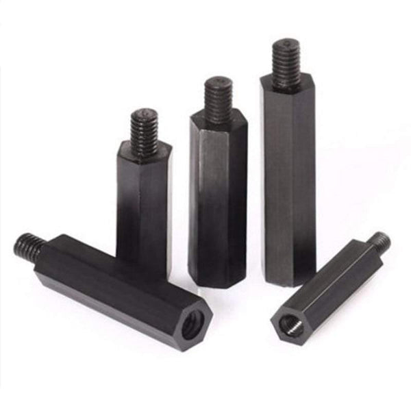 50pcs/lot Black Nylon Standoff M2 M2.5 M3 M4*L+6 Male To Female Nylon Plastic Spacer Long Hex Nut