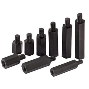 50pcs/lot Black Nylon Standoff M2 M2.5 M3 M4*L+6 Male To Female Nylon Plastic Spacer Long Hex Nut
