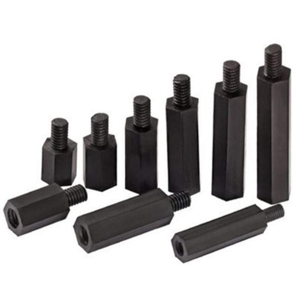 50pcs/lot Black Nylon Standoff M2 M2.5 M3 M4*L+6 Male To Female Nylon Plastic Spacer Long Hex Nut