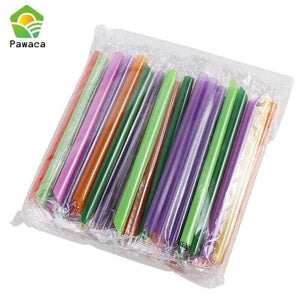 Planet Gates 50pcs/lot Colorful Milk Tea Drink Straws 18cm Straight Drinking Straws Plastic For Bubble Tea Smoothies Bar Accessories