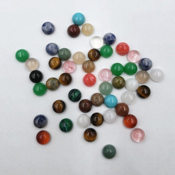 Planet Gates 50Pcs/lot fashion 6MM Good quality assorted natural stones round mixed charms cabochon beads for jewelry making Ring accessories