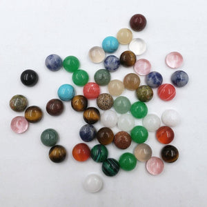 Planet Gates 50Pcs/lot fashion 6MM Good quality assorted natural stones round mixed charms cabochon beads for jewelry making Ring accessories