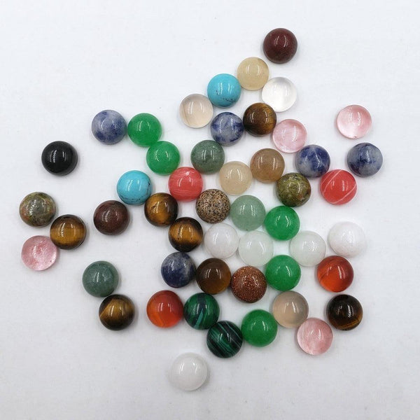 Planet Gates 50Pcs/lot fashion 6MM Good quality assorted natural stones round mixed charms cabochon beads for jewelry making Ring accessories
