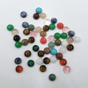 Planet Gates 50Pcs/lot fashion 6MM Good quality assorted natural stones round mixed charms cabochon beads for jewelry making Ring accessories