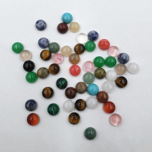 Planet Gates 50Pcs/lot fashion 6MM Good quality assorted natural stones round mixed charms cabochon beads for jewelry making Ring accessories
