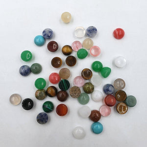 Planet Gates 50Pcs/lot fashion 6MM Good quality assorted natural stones round mixed charms cabochon beads for jewelry making Ring accessories