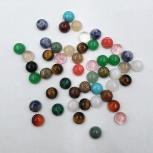 Planet Gates 50Pcs/lot fashion 6MM Good quality assorted natural stones round mixed charms cabochon beads for jewelry making Ring accessories
