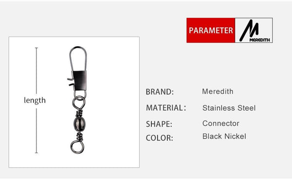 Planet Gates 50Pcs/Lot Fishing Connector Pin Bearing Rolling Swivel Stainless Steel with Snap Fishhook Lure Tackle Accessories