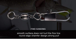 Planet Gates 50Pcs/Lot Fishing Connector Pin Bearing Rolling Swivel Stainless Steel with Snap Fishhook Lure Tackle Accessories