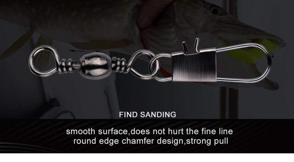 Planet Gates 50Pcs/Lot Fishing Connector Pin Bearing Rolling Swivel Stainless Steel with Snap Fishhook Lure Tackle Accessories