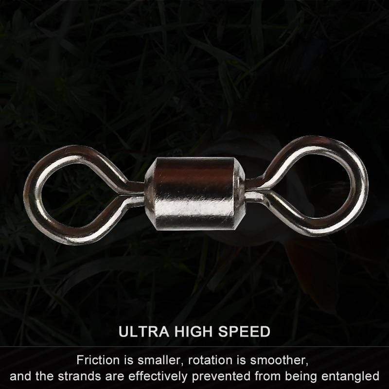 Planet Gates 50PCS/Lot Fishing Swivel Sizes Solid Connector Ball Bearing Snap Fishing Swivels Rolling Stainless Steel Beads