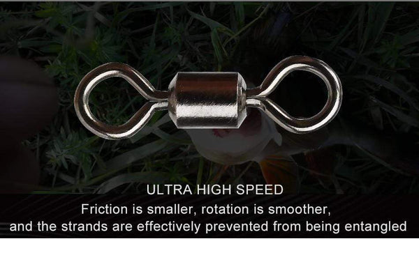 Planet Gates 50PCS/Lot Fishing Swivel Sizes Solid Connector Ball Bearing Snap Fishing Swivels Rolling Stainless Steel Beads