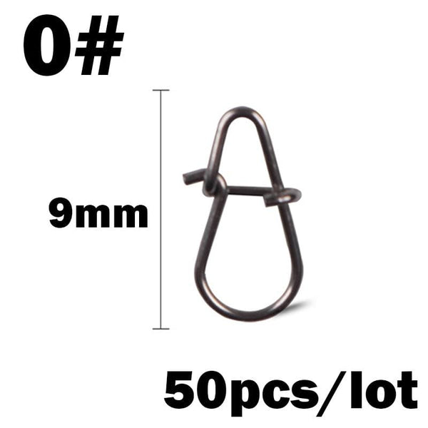 Planet Gates 50Pcs/Lot Stainless Steel Hook Fast Clip Lock Snap Swivel Fishing Solid Rings Safety Snaps Fishing Hook Connector Fishing Tackle