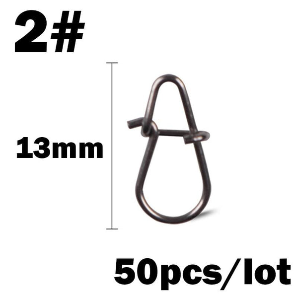 Planet Gates 50Pcs/Lot Stainless Steel Hook Fast Clip Lock Snap Swivel Fishing Solid Rings Safety Snaps Fishing Hook Connector Fishing Tackle