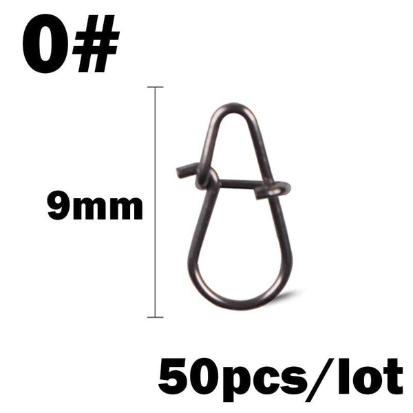 Planet Gates 50Pcs/Lot Stainless Steel Hook Fast Clip Lock Snap Swivel Fishing Solid Rings Safety Snaps Fishing Hook Connector Fishing Tackle