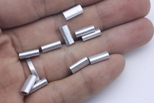 Planet Gates 50pcs/lot White Oval Aluminum Fishing Tube Fishing Wire Pipe Crimp Sleeves Connector Fishing Line Accessories aluminum