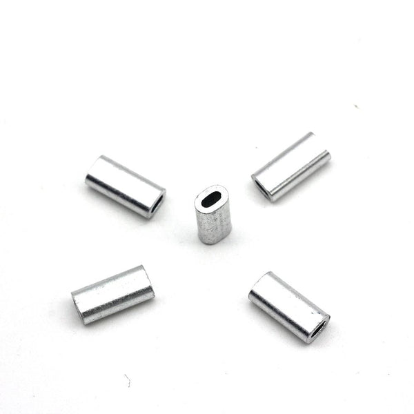 Planet Gates 50pcs/lot White Oval Aluminum Fishing Tube Fishing Wire Pipe Crimp Sleeves Connector Fishing Line Accessories aluminum
