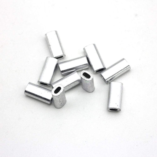 Planet Gates 50pcs/lot White Oval Aluminum Fishing Tube Fishing Wire Pipe Crimp Sleeves Connector Fishing Line Accessories aluminum