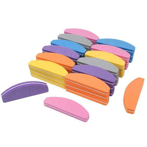 Planet Gates 50Pcs Mini Nail Files Sponge multicolor Nail Buffer 100/180 Half Moon Sandpaper Polisher Manicure Glitter Salon Nail Art Tools