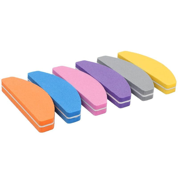 Planet Gates 50Pcs Mini Nail Files Sponge multicolor Nail Buffer 100/180 Half Moon Sandpaper Polisher Manicure Glitter Salon Nail Art Tools
