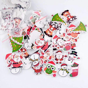 Planet Gates 50pcs Random Mixed 2 Holes Pattern Cartoons Christmas Wood Sewing Buttons Scrapbooking 20-42mm D3138
