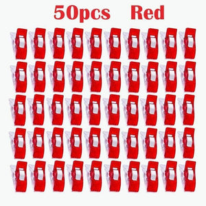Planet Gates 50pcs  Red Fabric Quilting Craft Sewing Knitting Clips Home Office Supply Mixed Plastic Wonder Clips Holder For DIY Patchwork