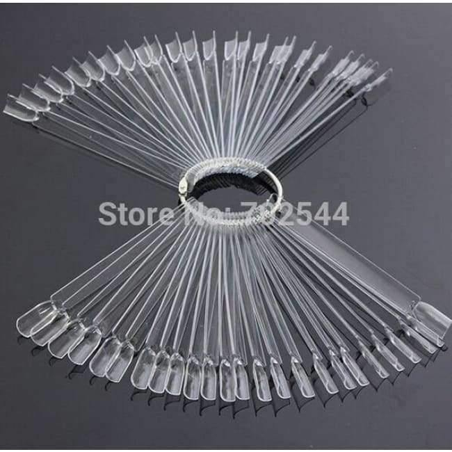 Planet Gates 50pcs/Set Nail Art Tips Display Practice Nail Polish Swatches/Nail Color Sample  Tools Practice Equipment Beige/clear