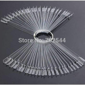Planet Gates 50pcs/Set Nail Art Tips Display Practice Nail Polish Swatches/Nail Color Sample  Tools Practice Equipment Beige/clear