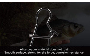 Planet Gates 50pcs Stainless Steel Fishing Connector Fast Clip Lock Snap Swivel Solid Rings Safety Snaps Fishing Hook Tool Snap