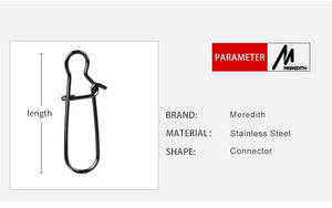 Planet Gates 50pcs Stainless Steel Fishing Connector Fast Clip Lock Snap Swivel Solid Rings Safety Snaps Fishing Hook Tool Snap