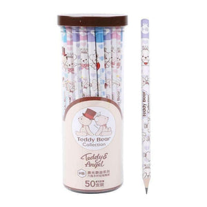 Planet Gates 50PCS Wood HB Standard Pencils Recycled Cute Cartoon Black Ink Color Kids Office School Writing Pen Touch Stationery Supplies