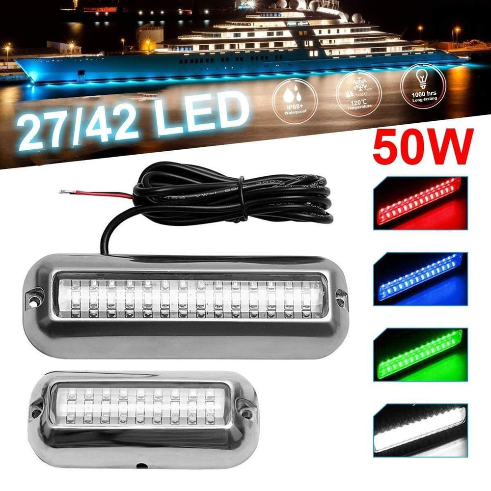 50W Stainless Steel Fishing Boat LED Underwater Pontoon Ocean Ship Beam Yacht Stern Fishing Flood Night Light Pool Accessories