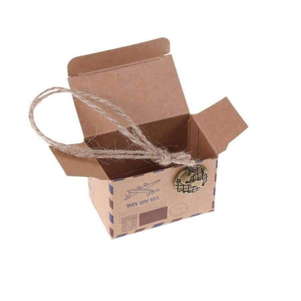 Planet Gates 50X New Vintage Candy Box New Stamp Design Chocolate Packaging Kraft Gift Box Wedding Favors and Gifts Bag Party Supplies