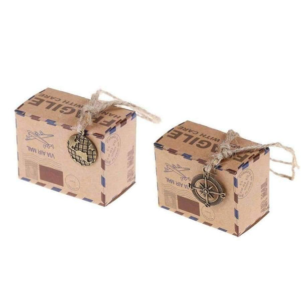 Planet Gates 50X New Vintage Candy Box New Stamp Design Chocolate Packaging Kraft Gift Box Wedding Favors and Gifts Bag Party Supplies