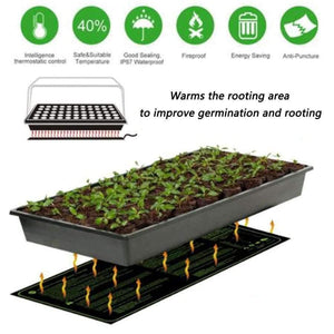 Planet Gates 51.5x25.5cm Home Garden Seedling Heat Mat Waterproof Plant Seed Germination Hydroponic Heat Pad Garden Supplies 17.5W