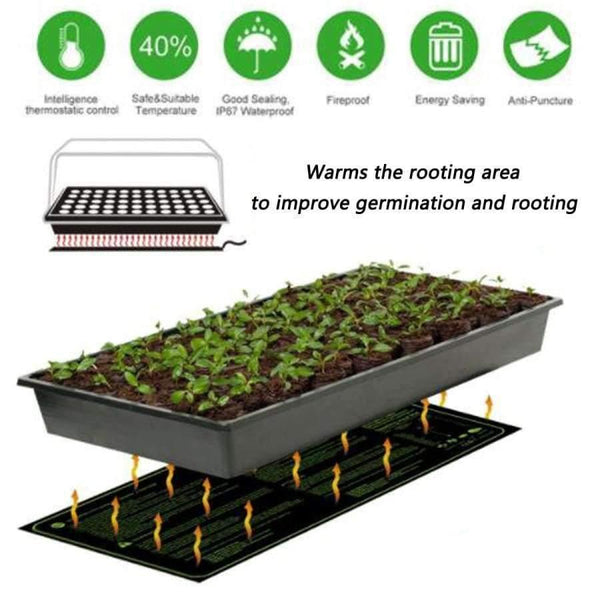 Planet Gates 51.5x25.5cm Home Garden Seedling Heat Mat Waterproof Plant Seed Germination Hydroponic Heat Pad Garden Supplies 17.5W