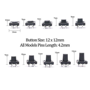 Planet Gates 515 250pcs/lot 6X 6mm 12x12mm, Tactile Button Switch, Micro Instant Touch Classification Kit-20 Overvalued/4pins