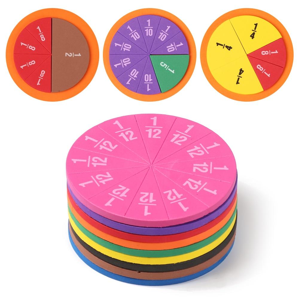 Planet Gates 51Pcs EVA Round Shaped Fractions Instrument Montessori Math Educational Toys Math Learning Tool Student Teaching Gifts