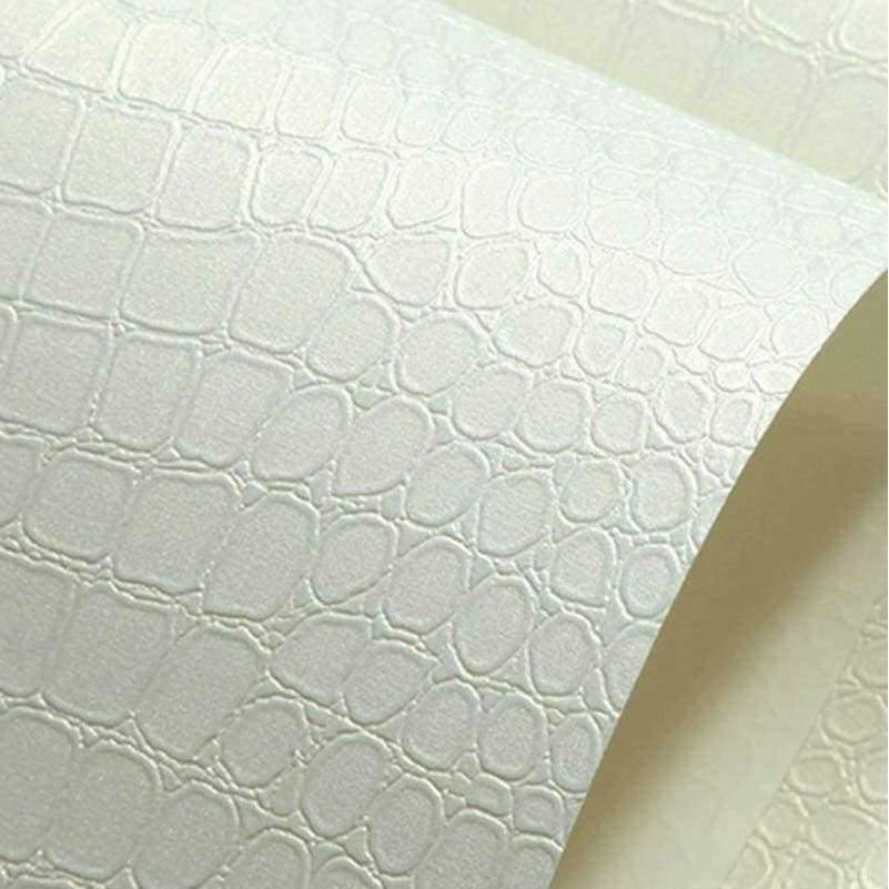 Planet Gates 5202 Creamy-white / 53cmx10m PVC Faux Crocodile Skin Leather Modern Pattern 3d Wallpaper for wall Rolls White Texture vinyl 3d Wall paper Papel Wall covering