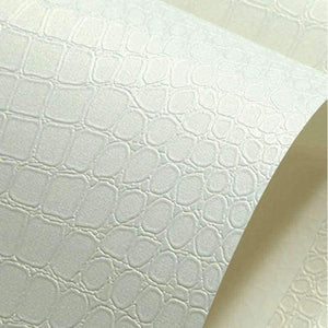 Planet Gates 5202 Creamy-white / 53cmx10m PVC Faux Crocodile Skin Leather Modern Pattern 3d Wallpaper for wall Rolls White Texture vinyl 3d Wall paper Papel Wall covering