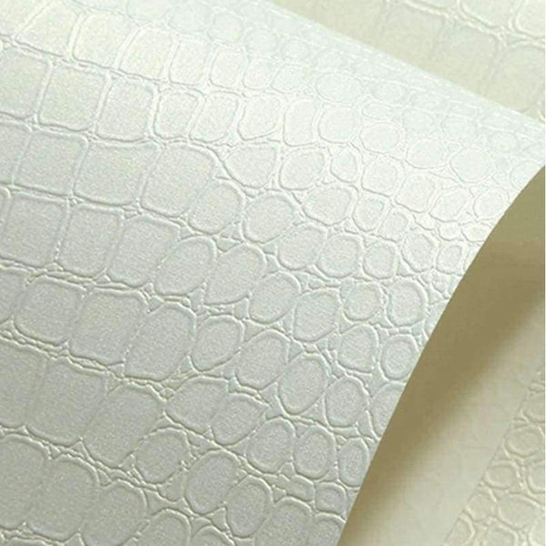 Planet Gates 5202 Creamy-white / 53cmx10m PVC Faux Crocodile Skin Leather Modern Pattern 3d Wallpaper for wall Rolls White Texture vinyl 3d Wall paper Papel Wall covering